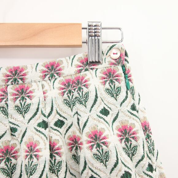 Zara Girls Skirt Pink Off White Floral Embroidered Tapestry Mini A-Line 13/14 - Picture 4 of 8